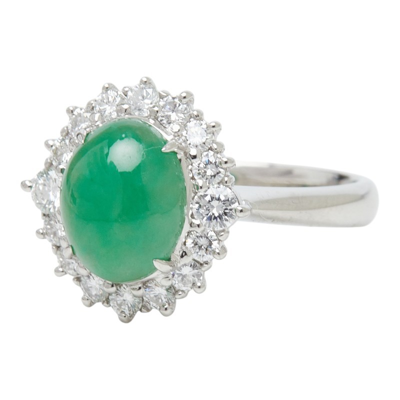 AUTHENTIC Ring ring Pt900 Platinum/Jade #13(JP Size) Women