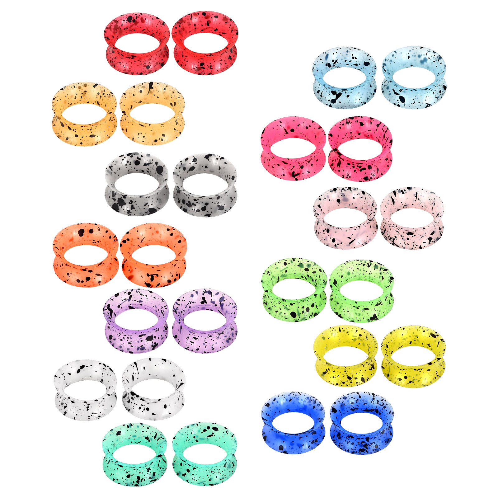 2 Pcs Silicone Flexible Ear Gauges Plugs Expander Double-Flared Flesh Tunnels