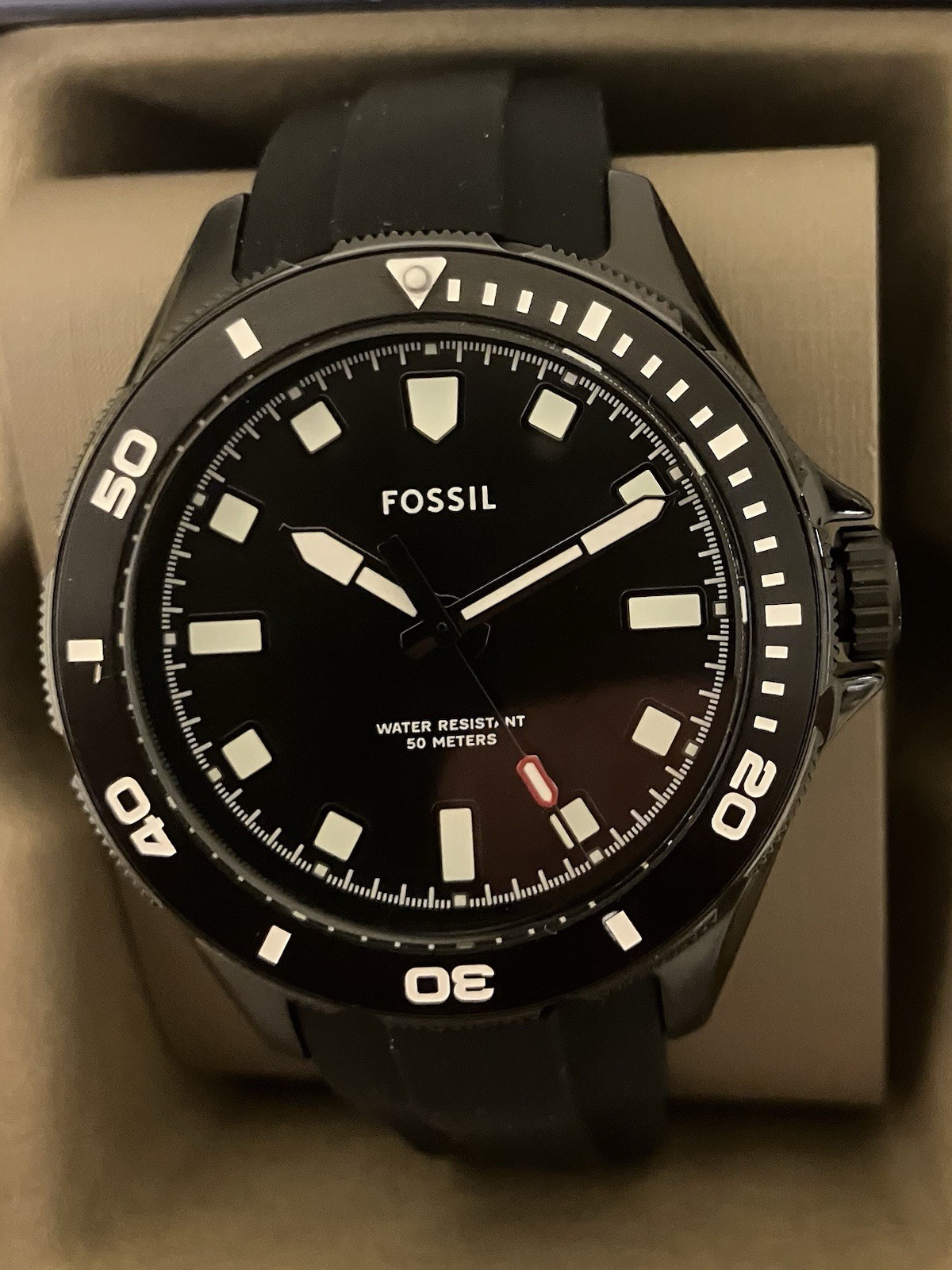 Fossil Dalton Men’s 42mm Black Silicone Strap, Miyota 2035-36 Quartz Watch ! NIB