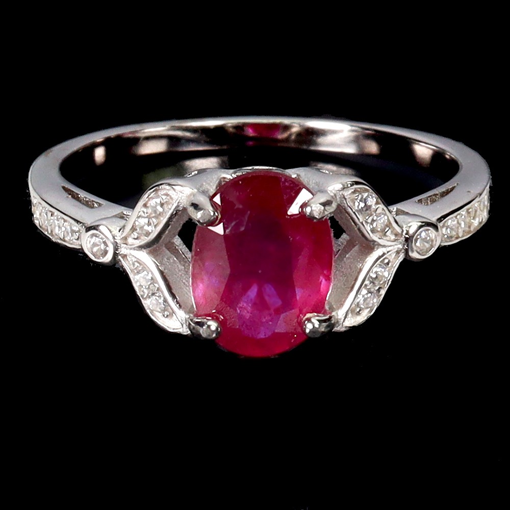 925 Sterling Silver Ring Oval Ruby 8x6mm Natural Gemstone Jewelry Size 8