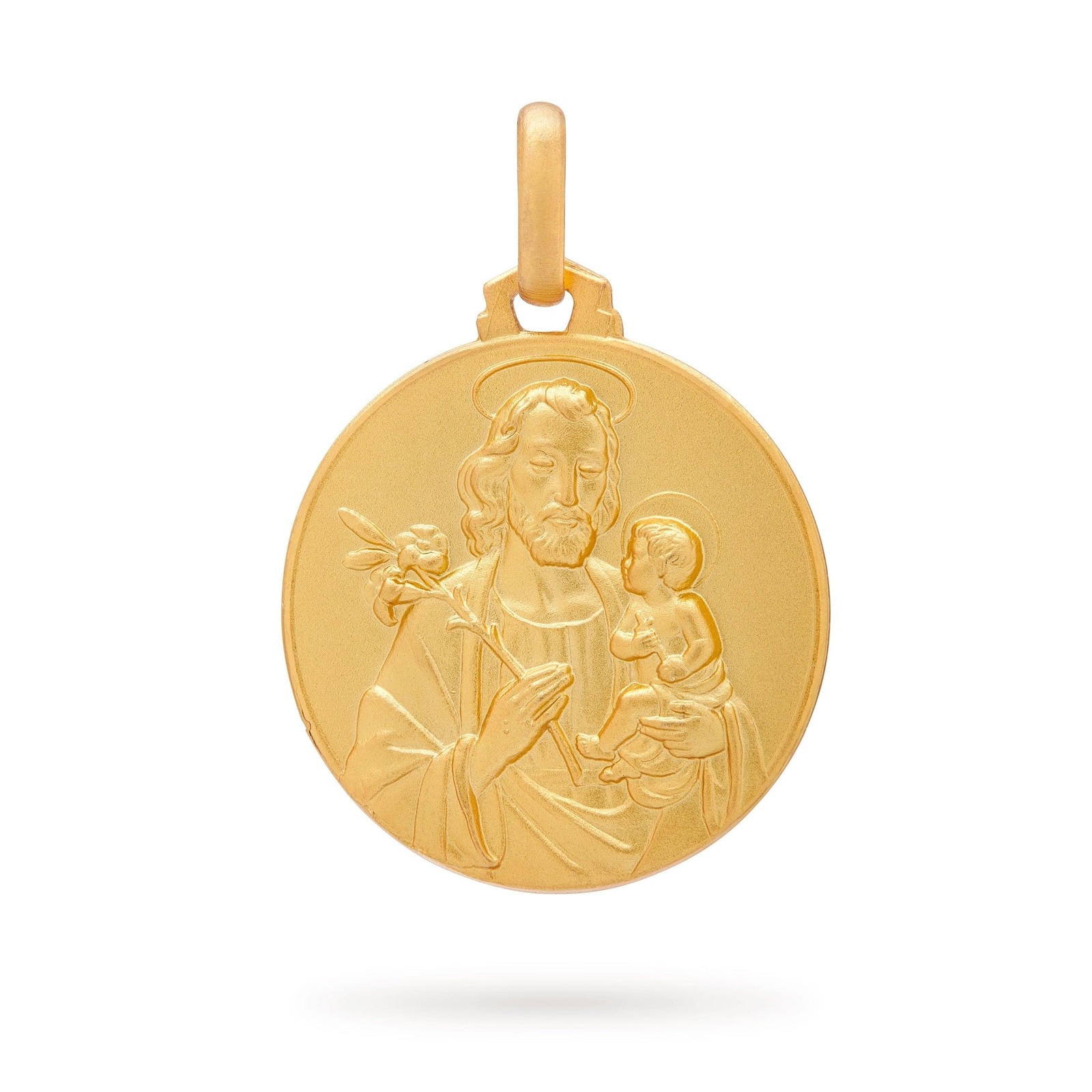 18k Gold Medal of St Saint Joseph Medaillon Pendant Religious Blessed By Pope