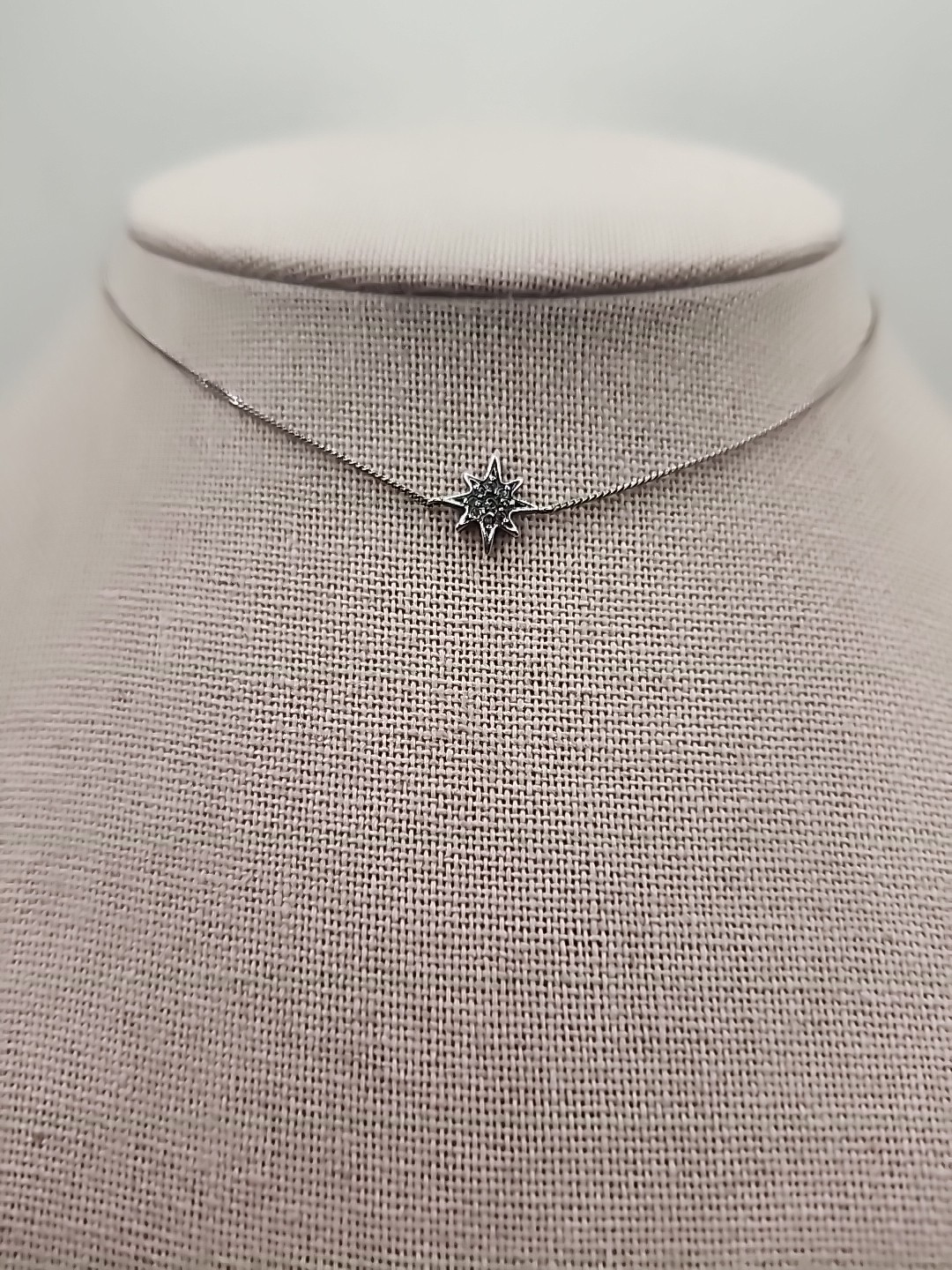 Designer Sterling Silver Dimond Star Minimalist Necklace 15inch 1.4g