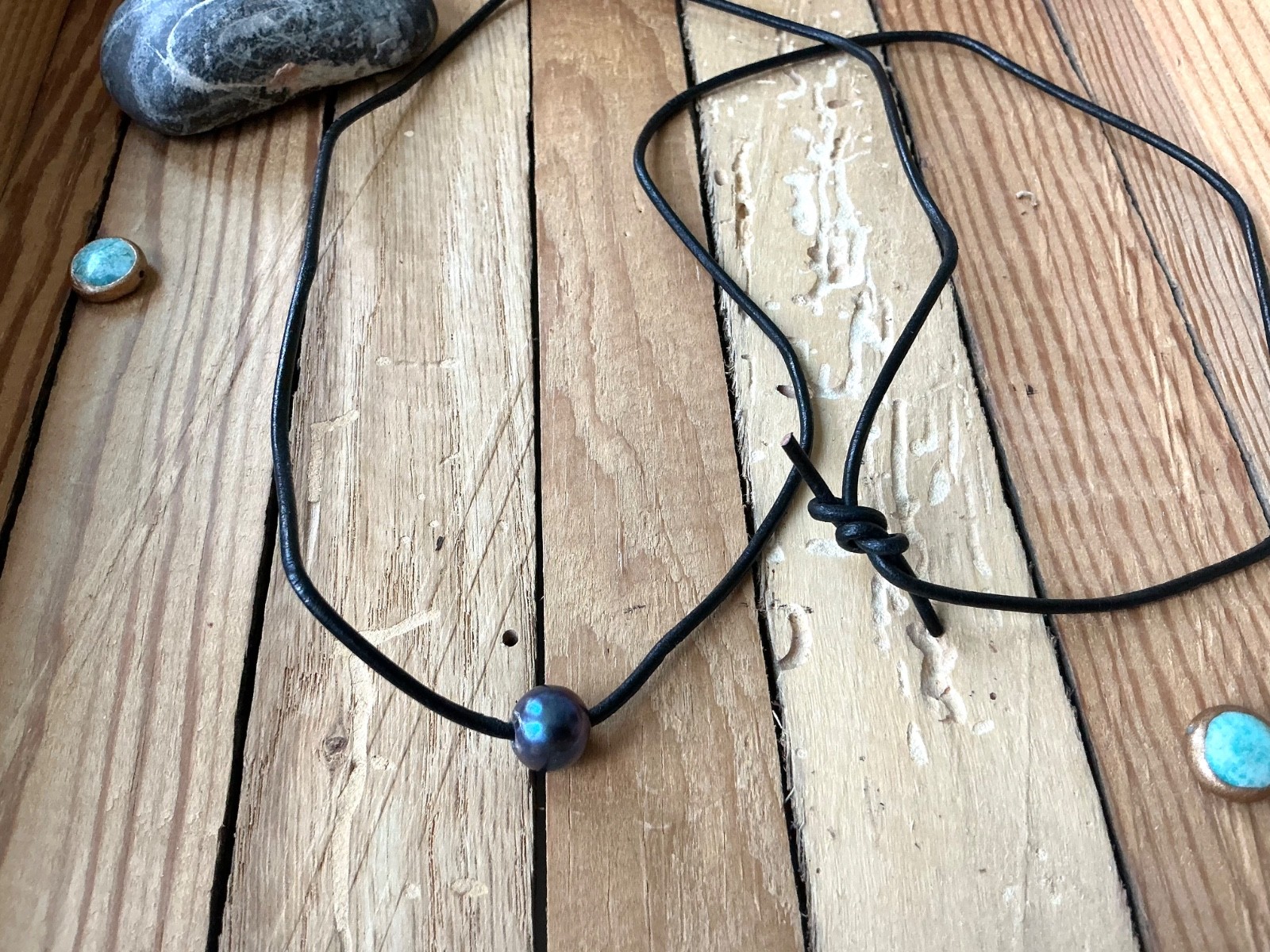 NEW: Inspired by Sundance Catalog: black pearl on adjustable black leather cord