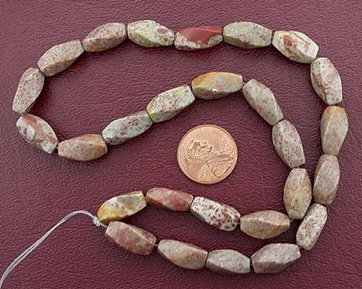 15×7 Twist Gemstone Fossilized Agate Beads 15″ Strand