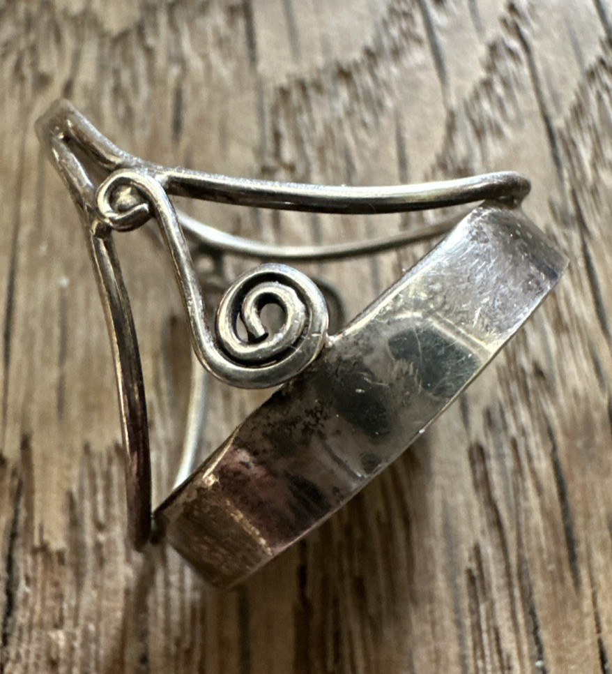 Sterling Silver Ammonite Natural Fossil Ring Size 6