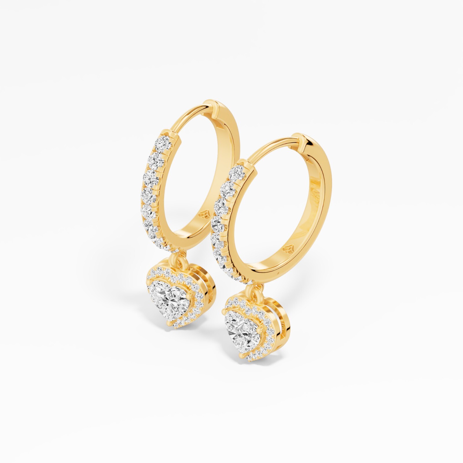 1.38 ct Lab Created Heart Diamond Hoops Earring in 14K White Gold for Women