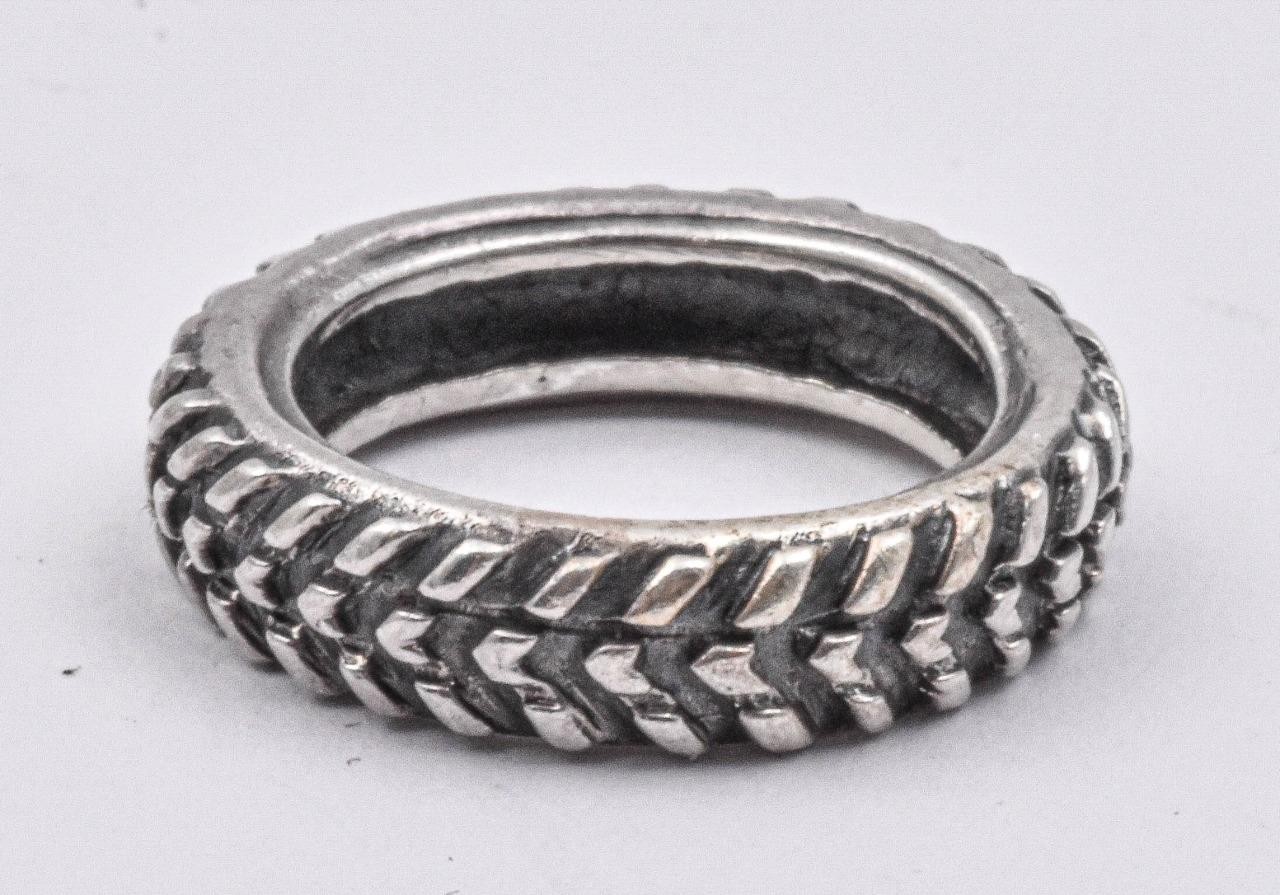 Vintage Sterling Silver 5.6mm wide Tire tread unisex band ring size 6 – 6.7gram