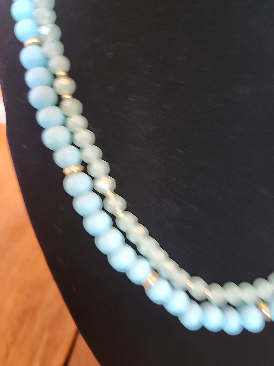 Ashley Cooper 2 Tier Layered Light Blue, Gold Accents Necklace Nwt 18inch W Ext