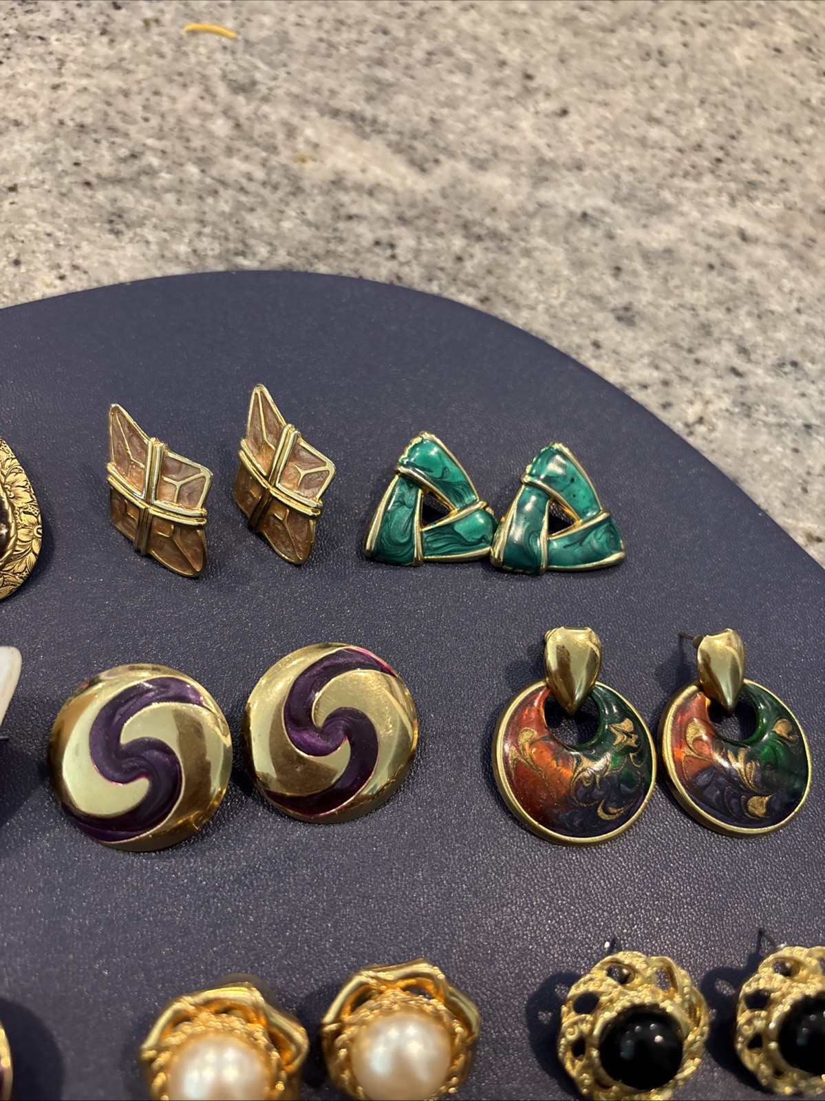 Lot of 18 Pairs of Vintage Pierced Earrings Variation Of Colors And Shapes.