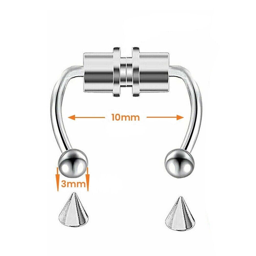 Magnetic Non-Piercing Fake Nose Rings Septum Segment Helix Club Clickers Punk US