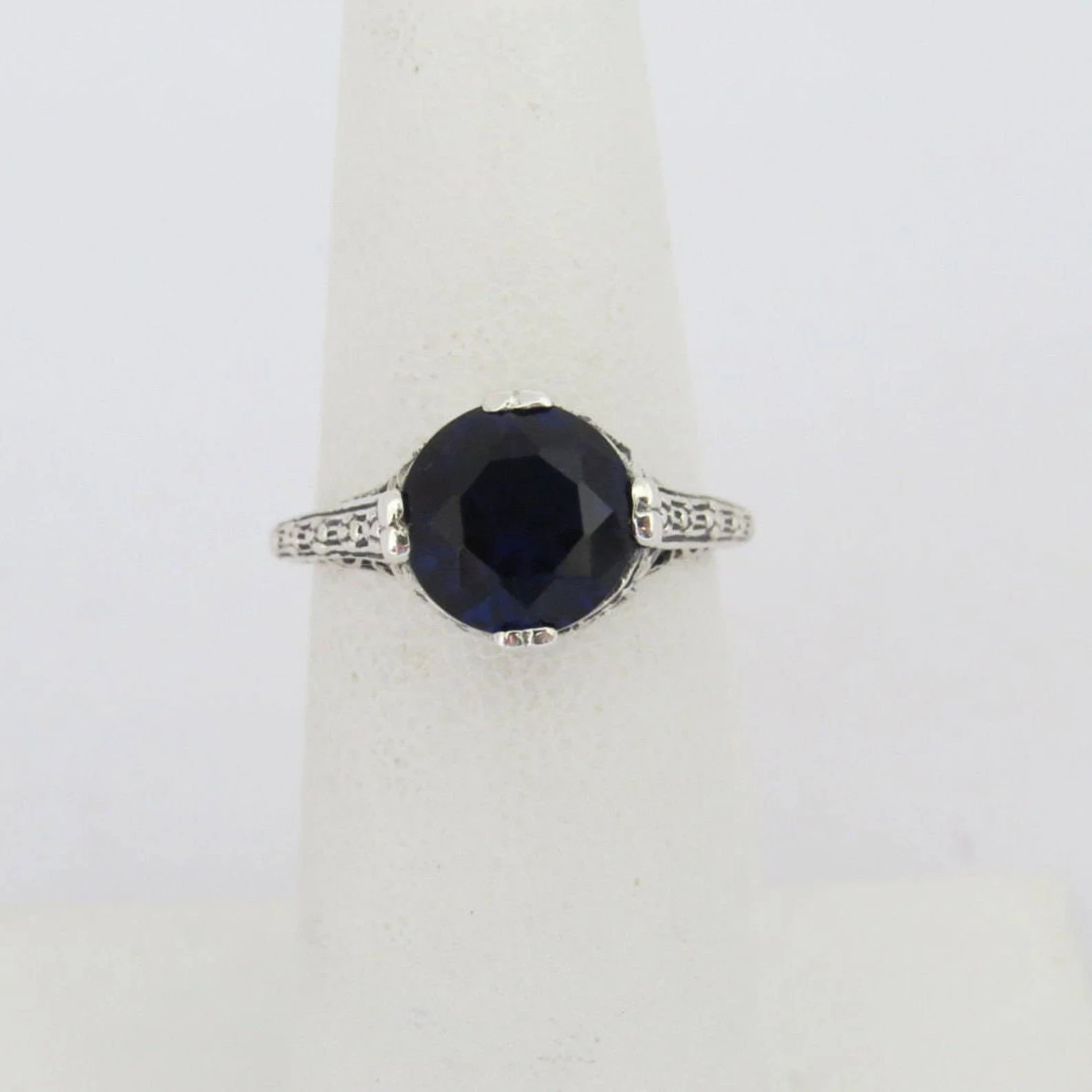 3.00 Ct Round Cut Natural Sapphire Diamond Wedding Ring 14K Solid White Gold 5