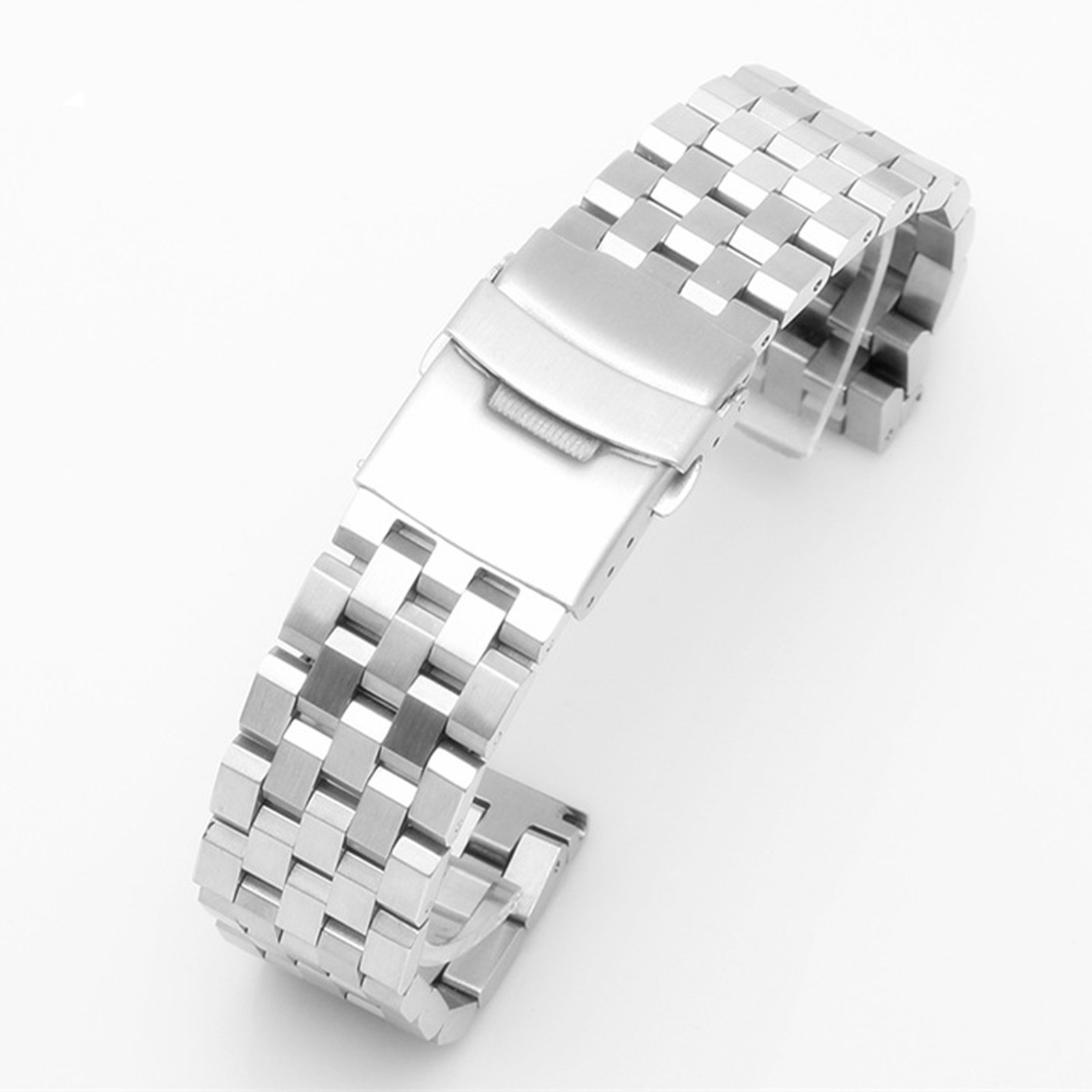 Silver 22mm Width Watch Band Strap Bracelet Link Solid Watchband Replacement,