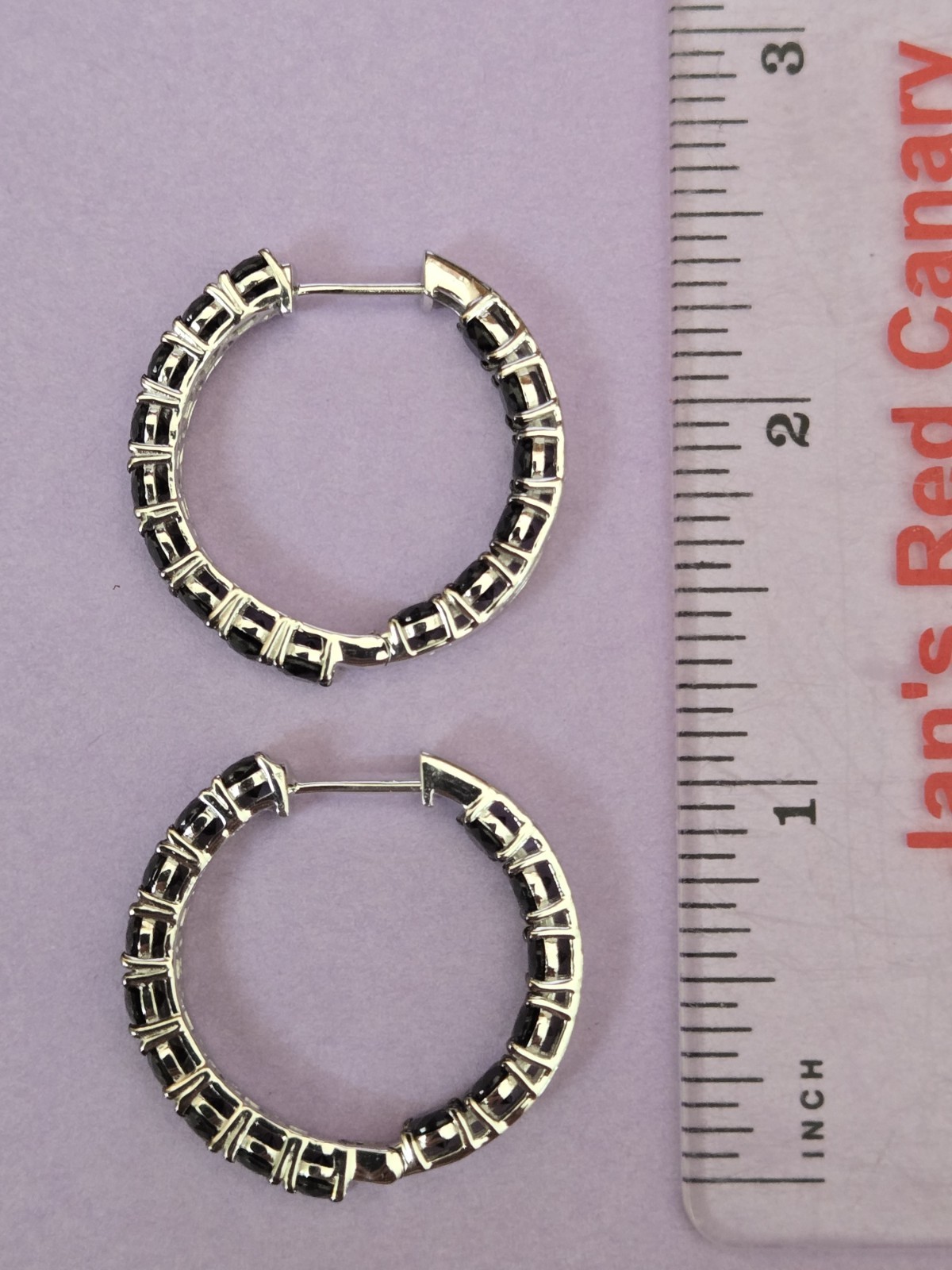 Natural Black Spinel Inside Out Hoop Earrings in Rhodium Over Sterling 9.0ctw