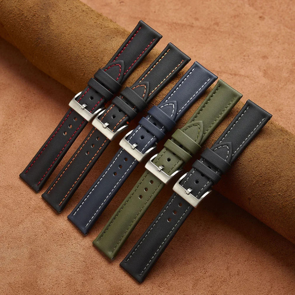 Nylon Canvas Watch Strap 18 19 20mm 21 22mm 23mm 24mm Sailcloth Waterproof Band