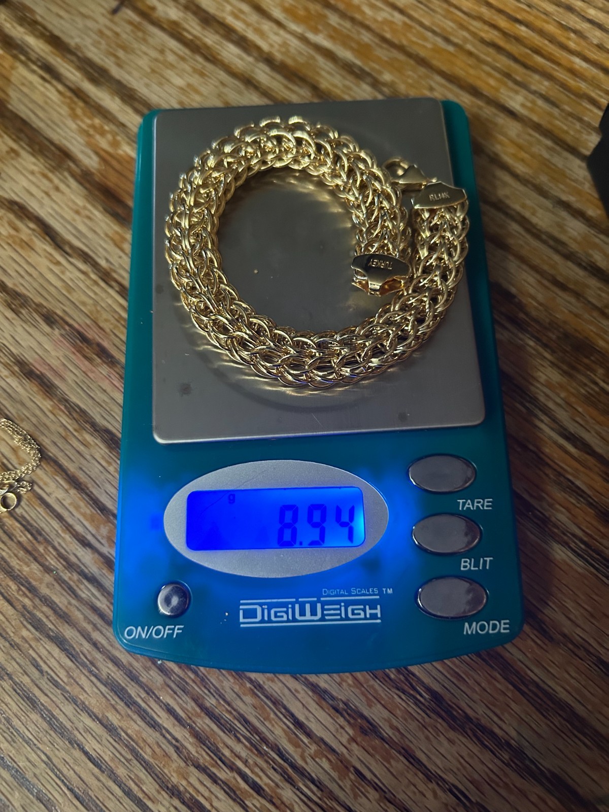 14K Solid Gold woven link hollow bracelet 8″