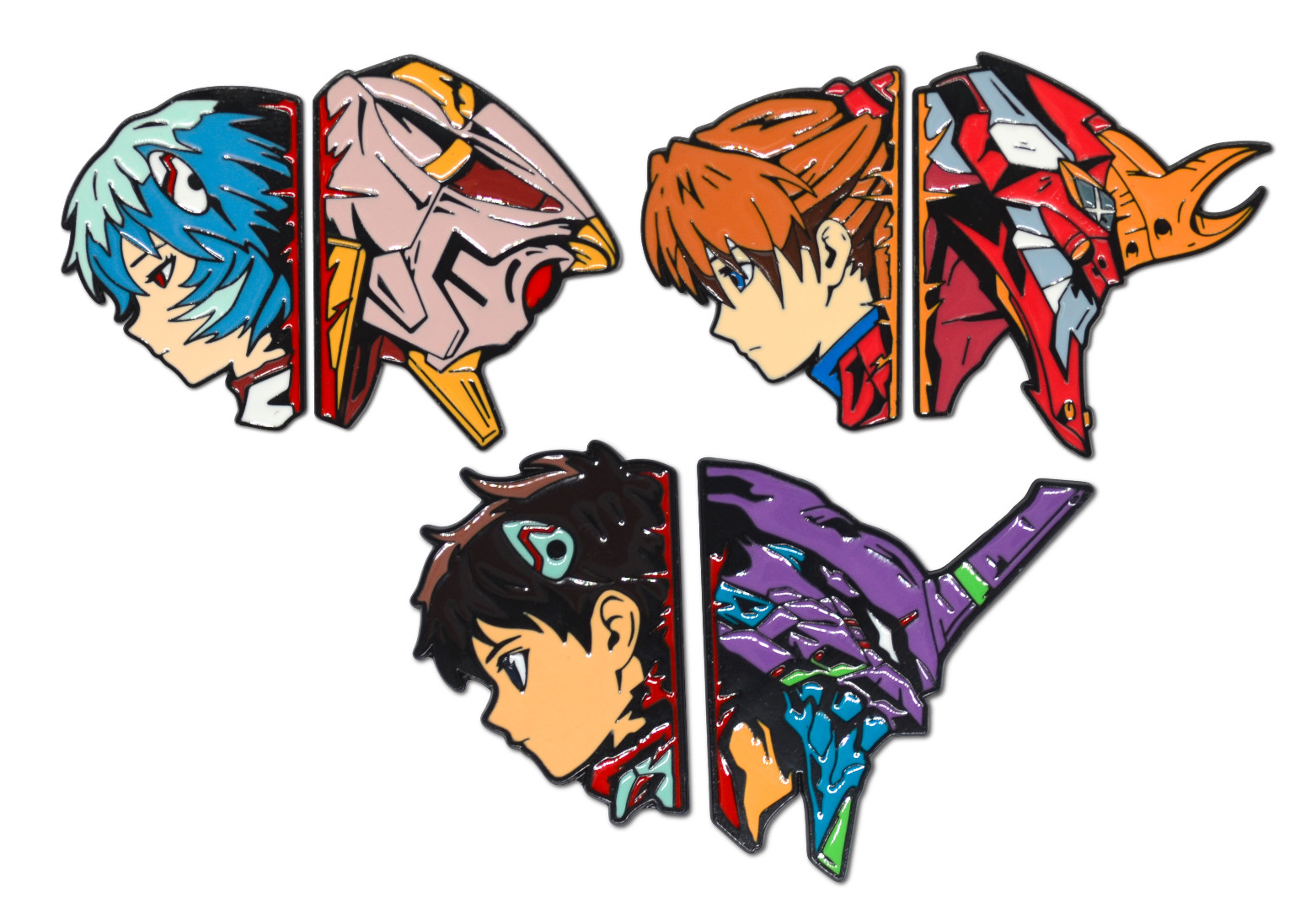 Asuka Langley Rei Ayanami Shinji Neon Genesis Evangelion Enamel Pins 6pc Set