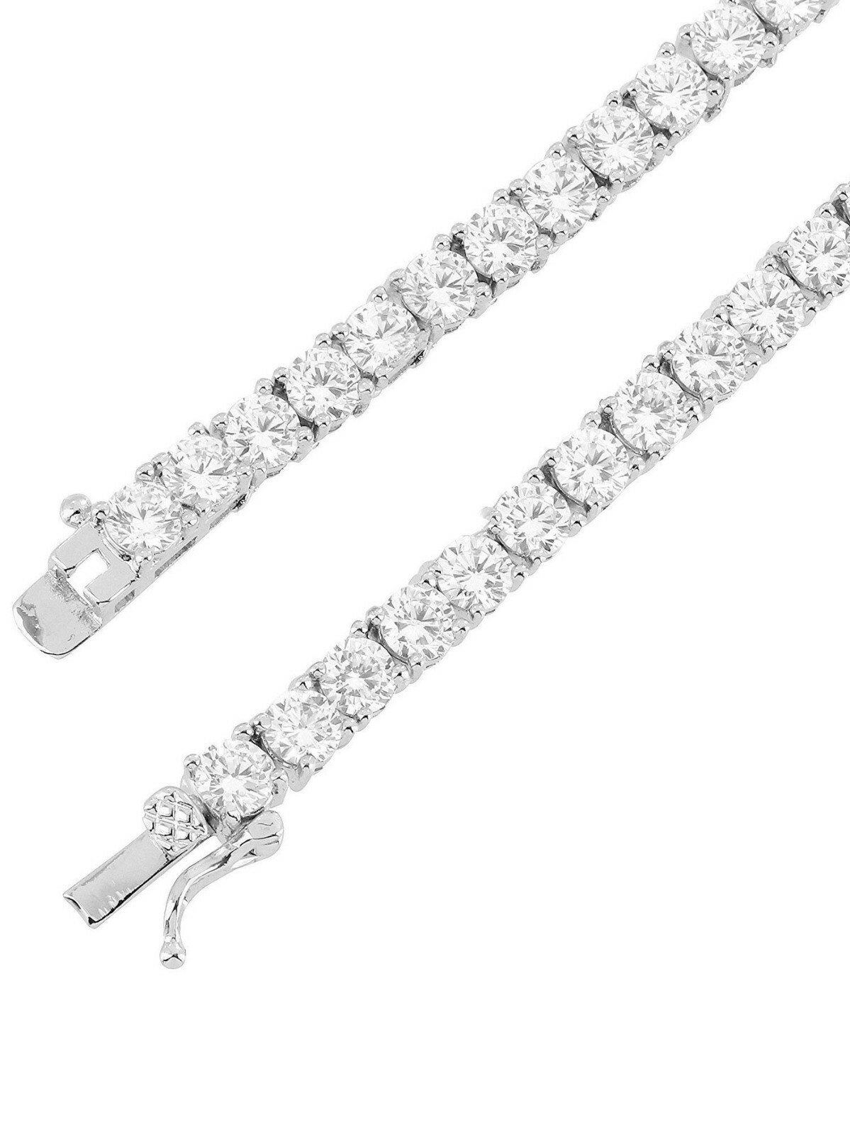 Unisex 3mm 4mm 5mm 1 Row 925 Sterling Silver Tennis Chain ANTI TARNISH Necklace