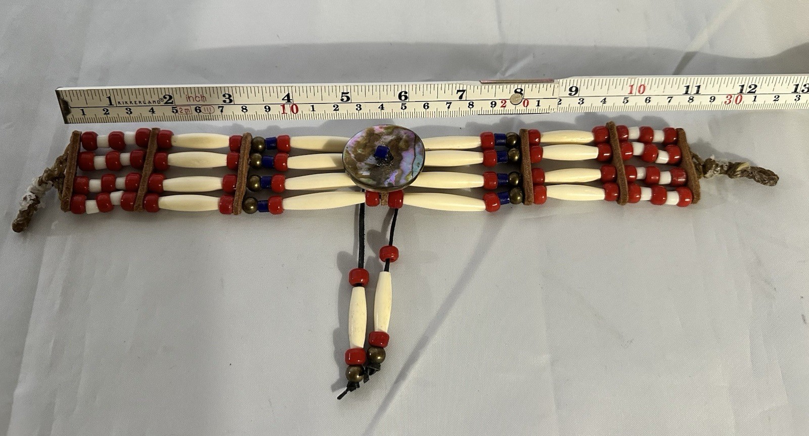 Handmade Native American Style Hair Pipe Choker Abalone Shell Beaded Necklace