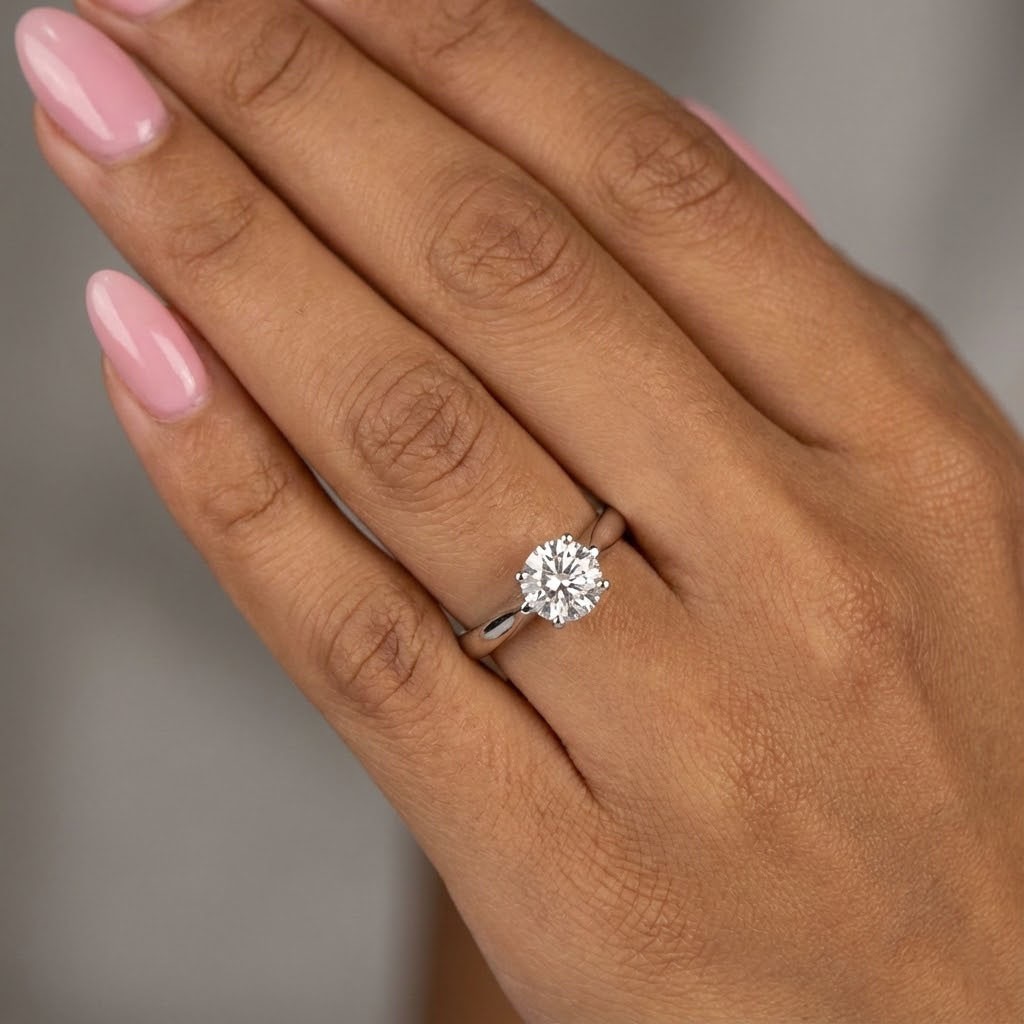 Classic Solitaire Engagement Ring 14K Gold 1.28 CT Round Lab-Grown Diamond E SI2