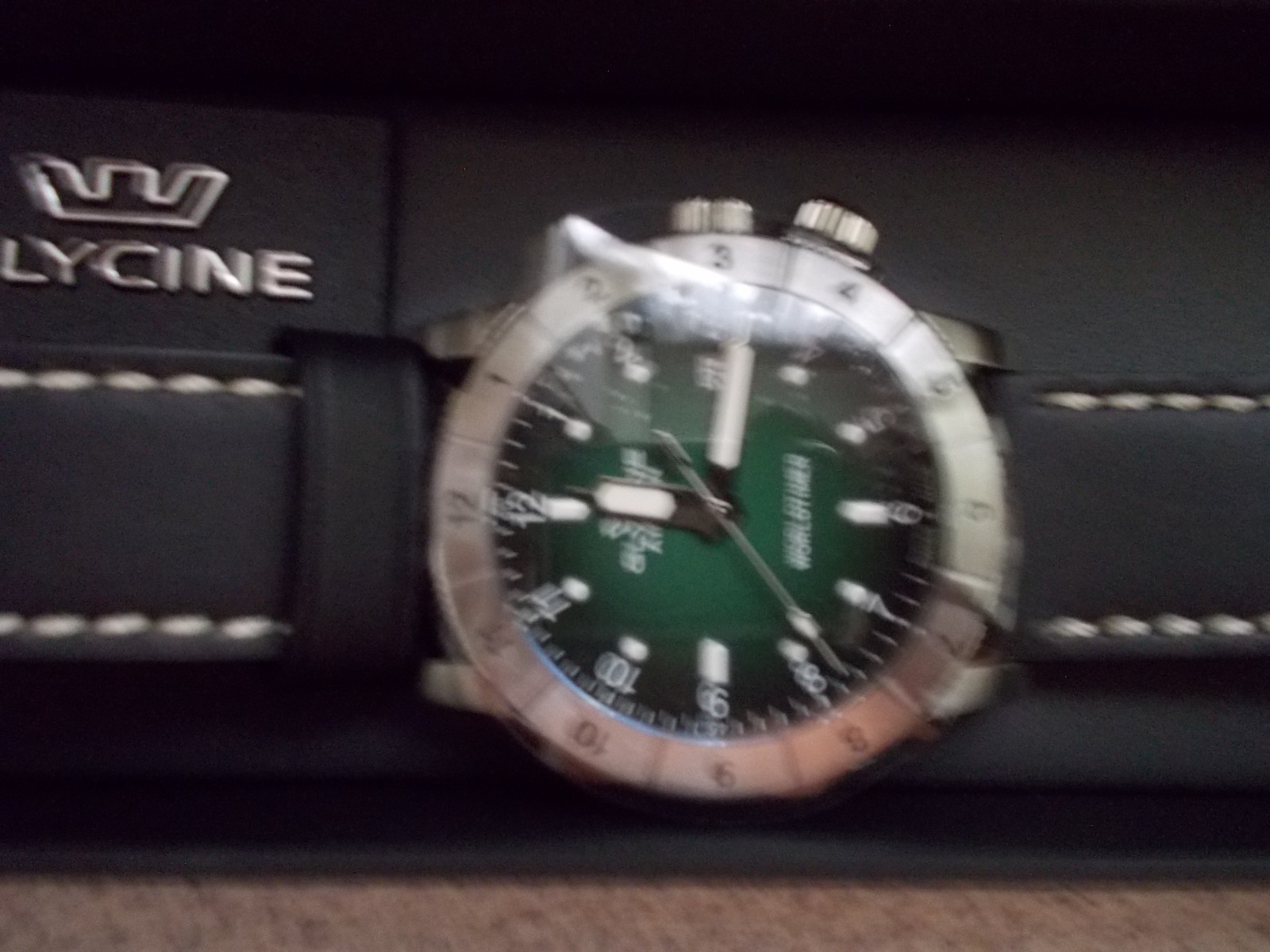 Glycine Airman Contemporary Worldtimer Quartz Green Dial Men’s Watch