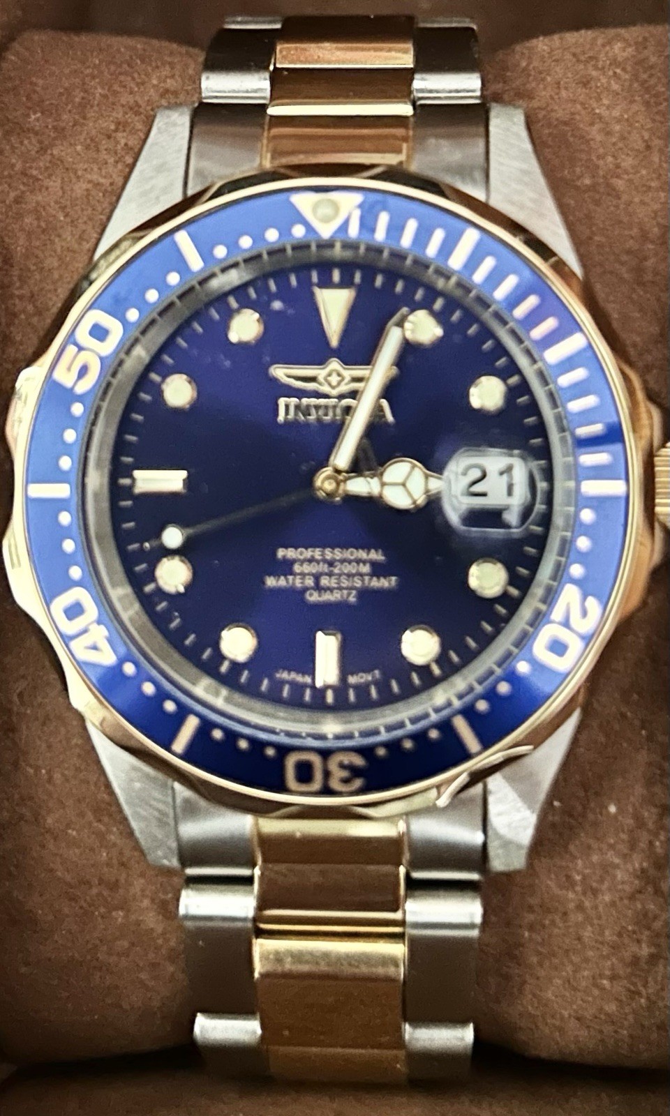 Invicta Men’s Watch Stainless Steel Bracelet, Blue Dial, Quartz Movement