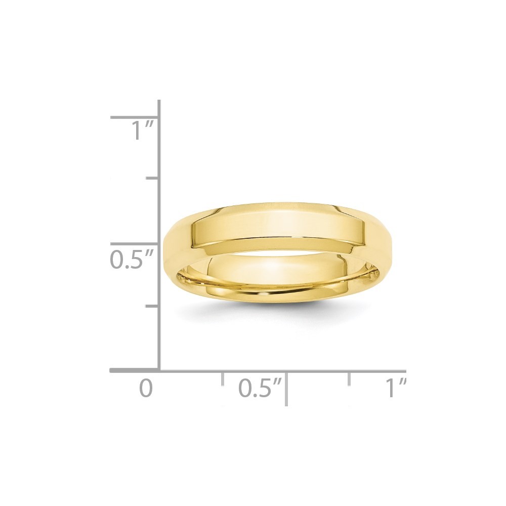 10k Yellow Gold 5mm Beveled Edge Comfort Fit Wedding Band Ring Size 9