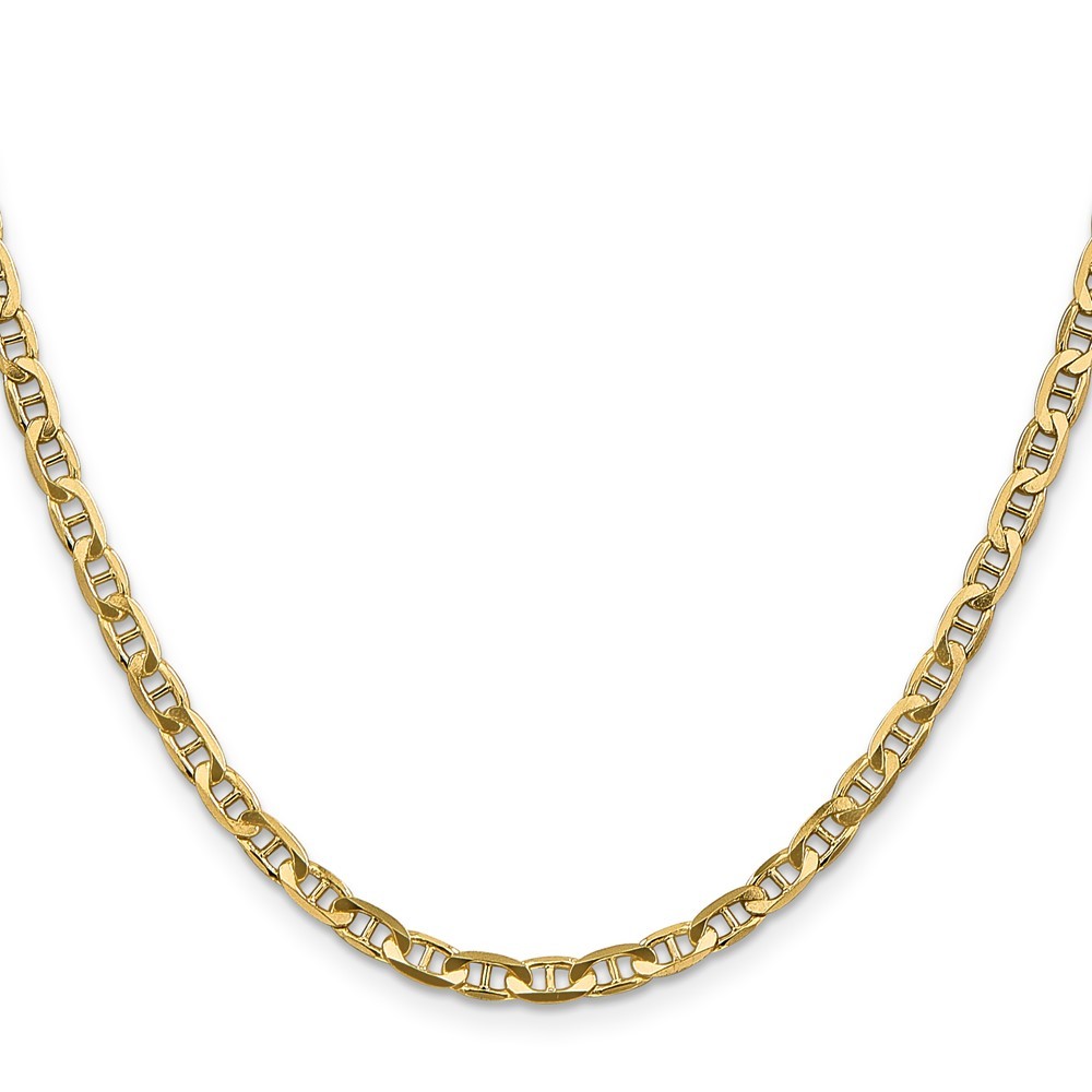 Real 10K Yellow Gold 3.75mm Concave Anchor Chain 18 Inch; 9.54 g