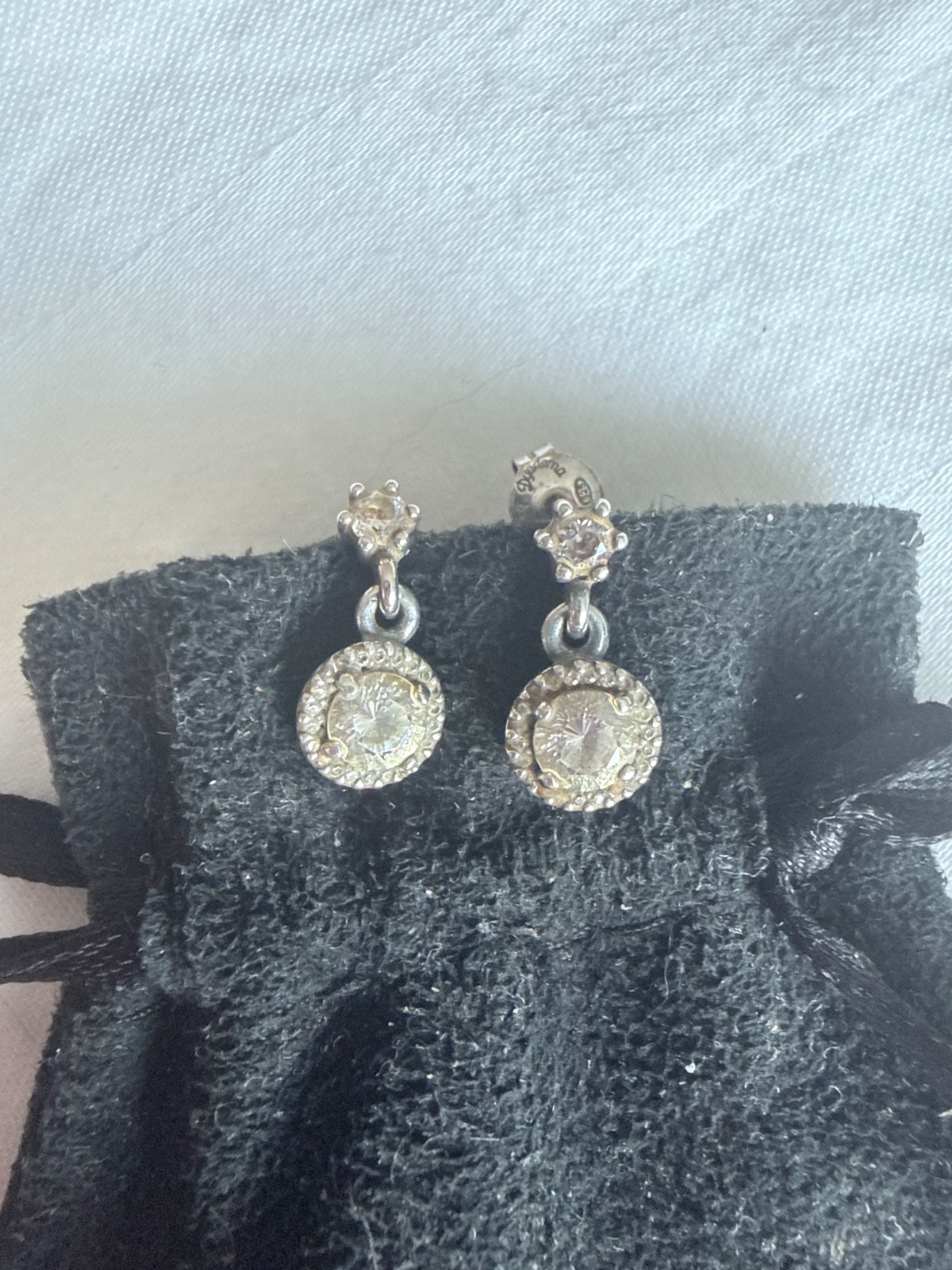 Pandora Vintage Allure Drop Earrings sterling silver with cubic zirconia stones