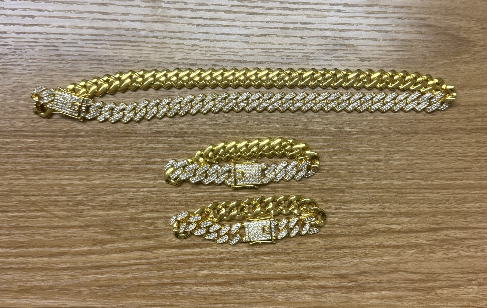 Miami Cuban Link Chain Necklace and Bracelet SET Mens Plated Hip Hop CZ Jewelry