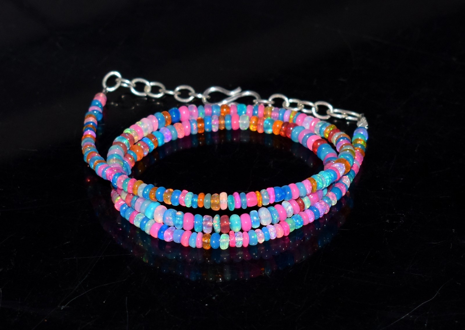 AAA+ Natural Ethiopian Opal Wello Fire Opal Gemstone Beads 16″Necklace M102