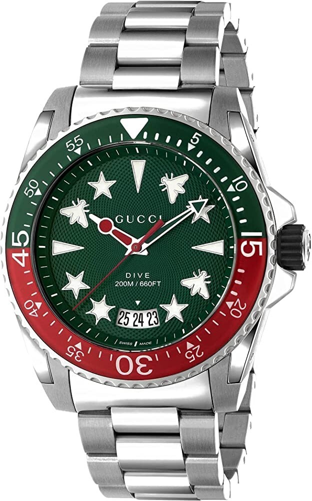 Gucci Dive XL SWISS Quartz Green Dial Stainless Steel Men’s Watch YA136222