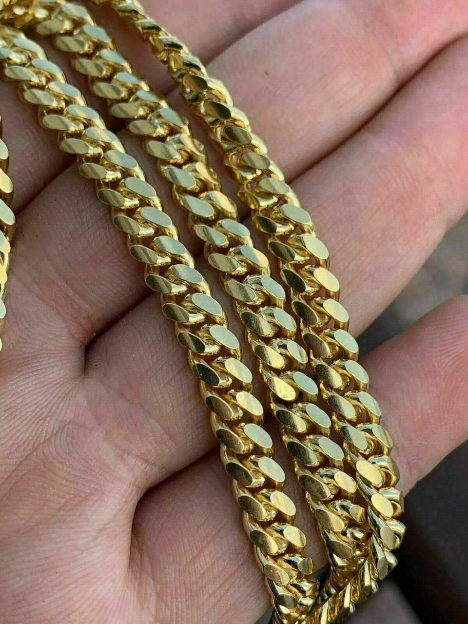 Men’s Miami Cuban Link Chain Bracelet 14k Gold Plated Solid 925 Silver Box Lock
