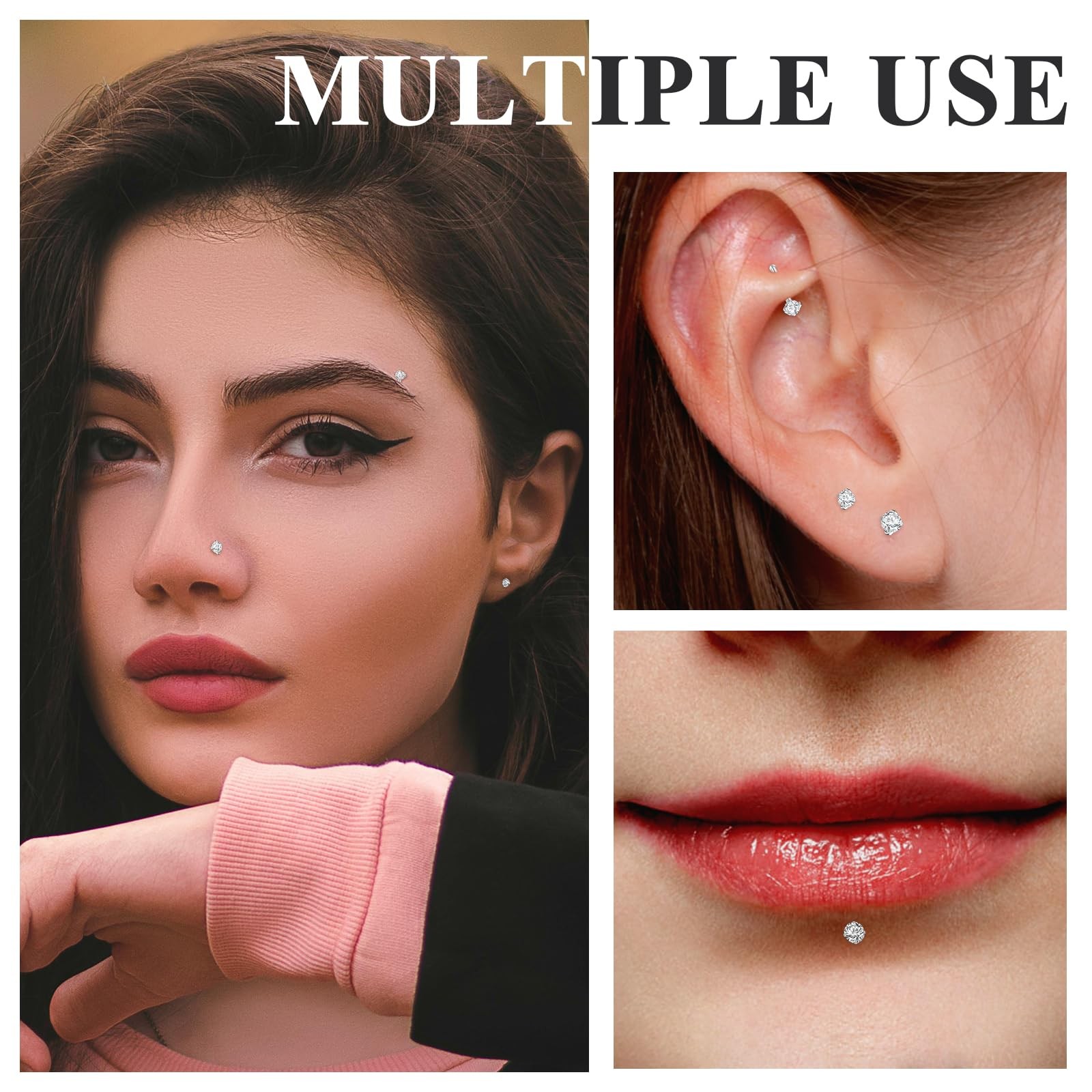 12Pcs Nose Rings Studs 20G Nose Studs Stianless Steel Nose Rings for Hypoalle…