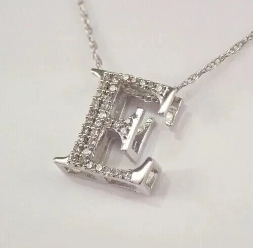 Letter “E” Pendant 0.50 Ct Round Simulated Diamond 14k White Gold Plated