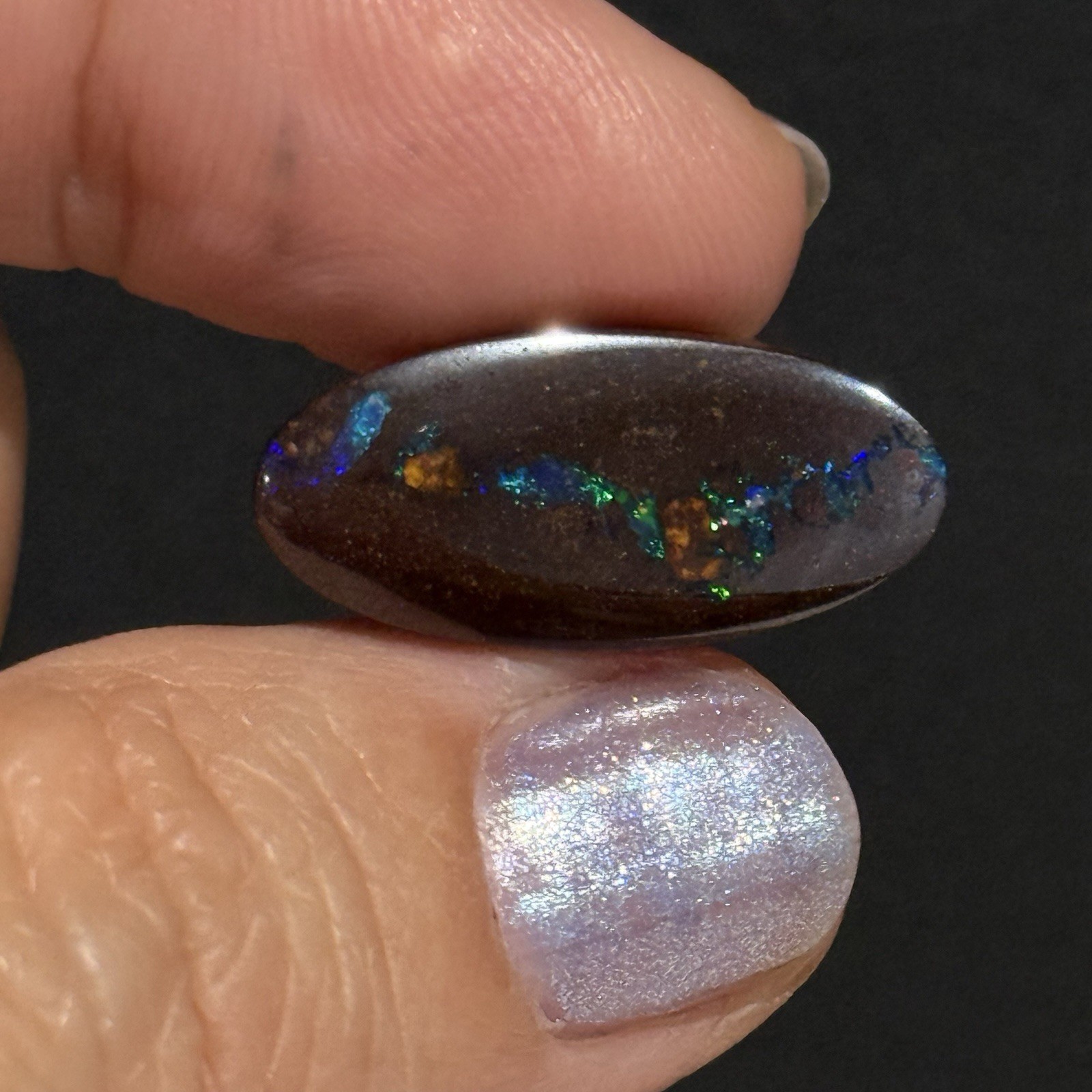 21.1ct 23×10.6x5mm Natural Dark Boulder Australian Opal Oval Cabochon Ring Gem