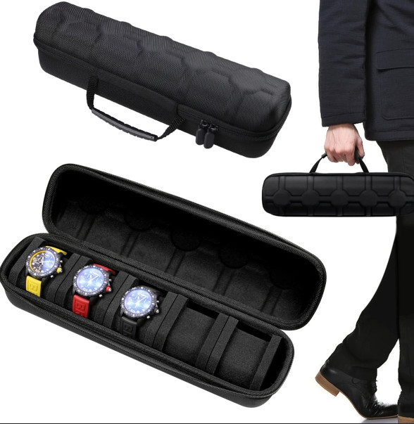 5 Slots Travel Watch Roll Case Wristwatch Display Case Watch Storage Box