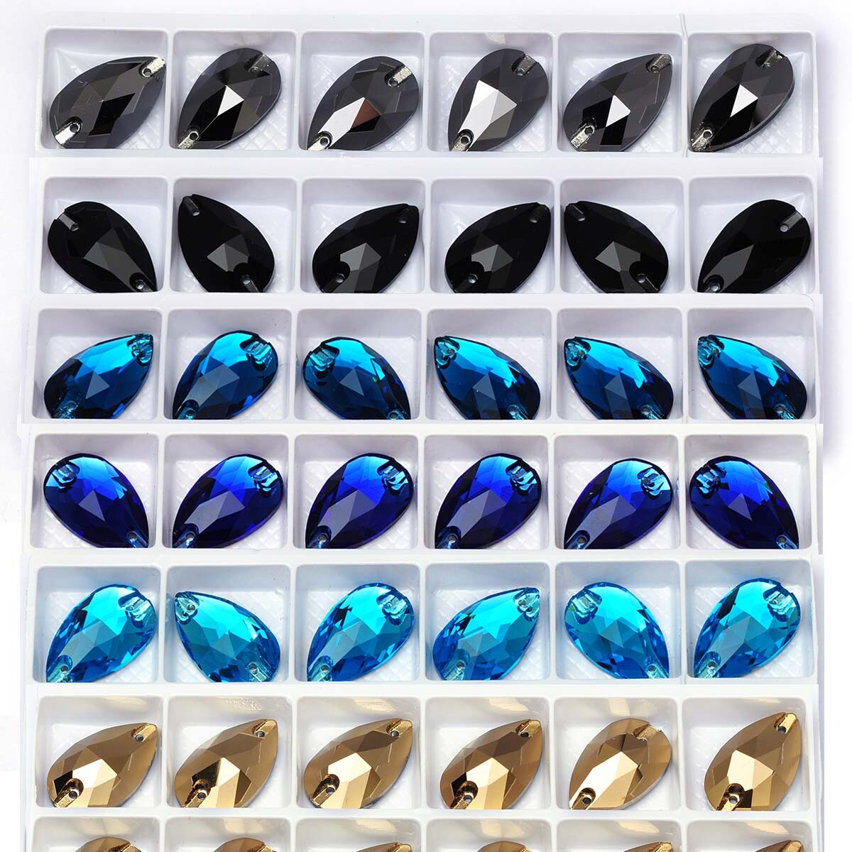 Glass K9 Drop Edges with Chamfers Crystal Glitter Sew On Rhinestones Craft Beads