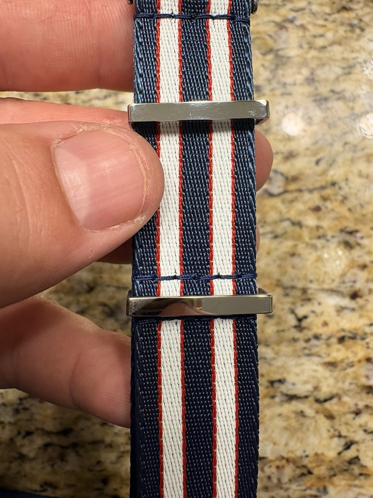 OEM OMEGA Blue And White Stripe Polyester Strap 21 mm