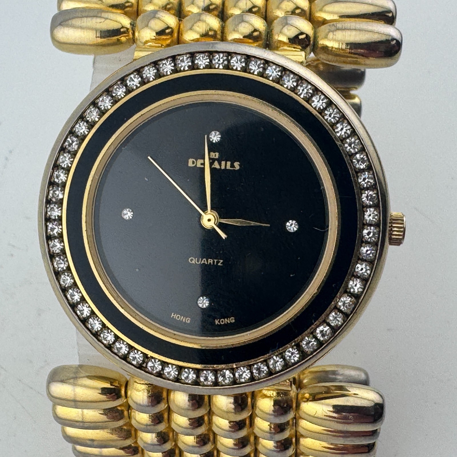 Vintage Details Quartz Watch Unisex 41mm Gold Tone Wide Band ~ For Parts Repair