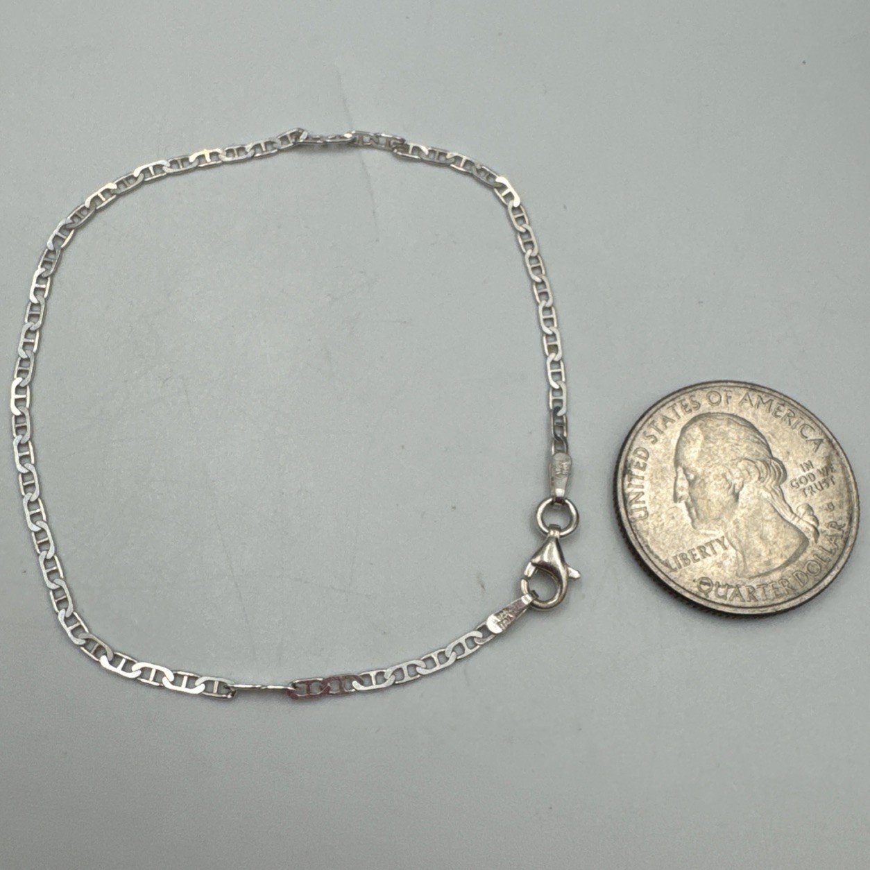 Sterling Silver 925 Italy Marked Mariner Link Chain Sz 7 1/4″ Bracelet 1.4g