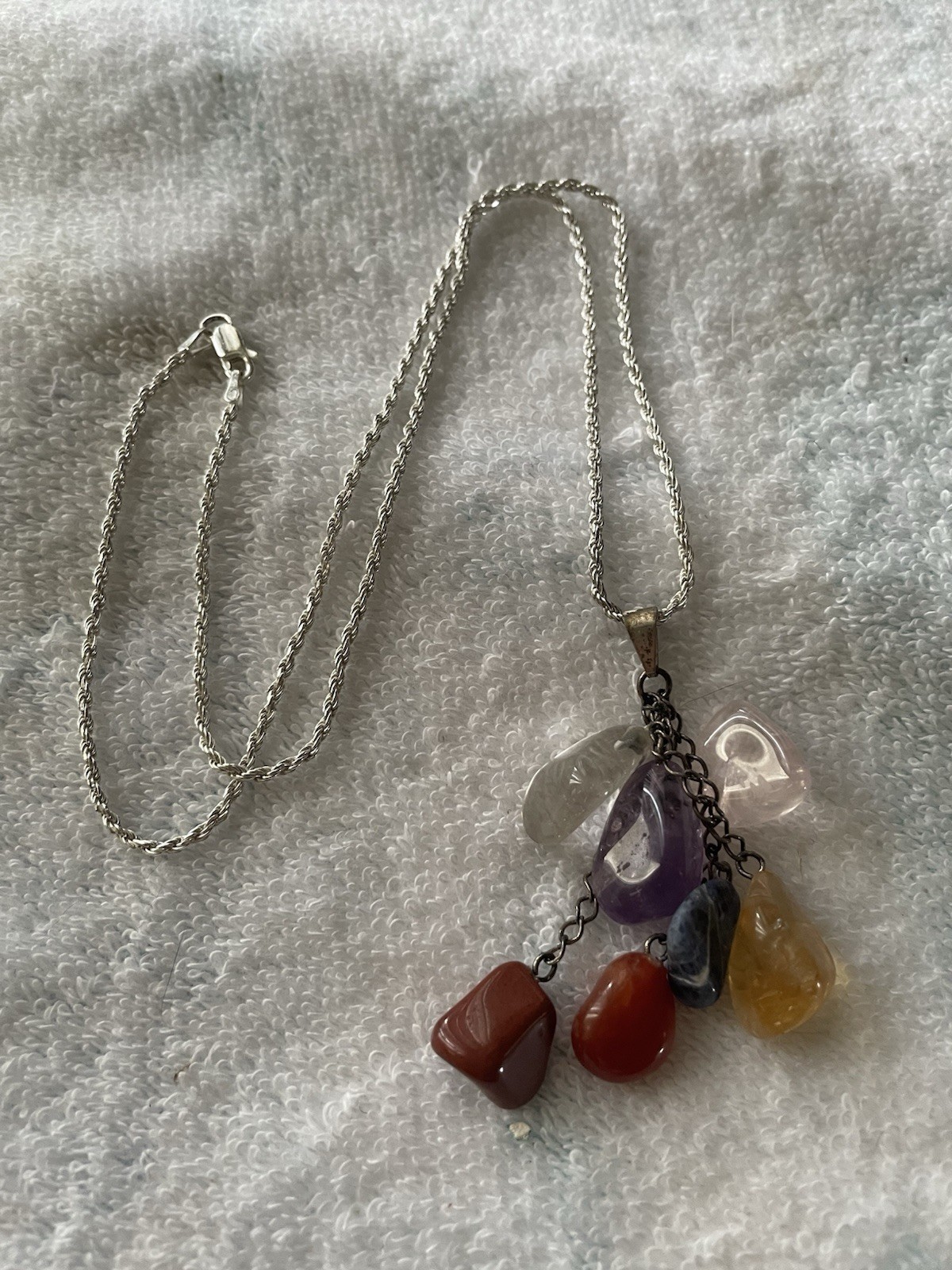 Chakra Crystal Pendant Necklace – Healing Stone 7 sterling silver