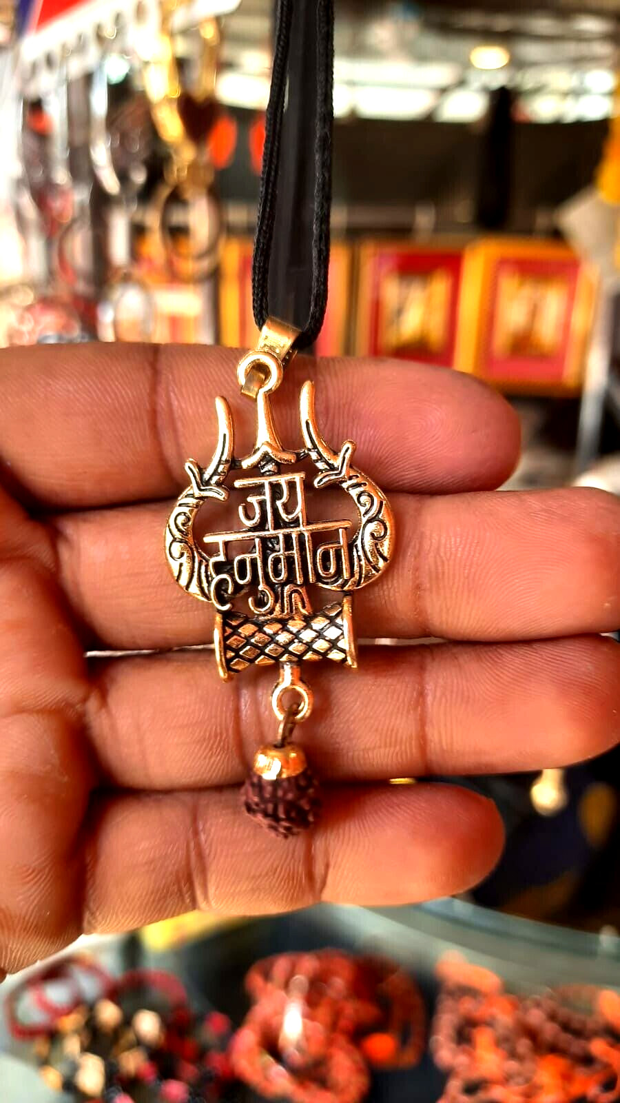 NEW TRIDENT PENDENT/ LOCKET WITH RUDRAKSH BEAD MEN/WOMEN FASHION JEWELLERY