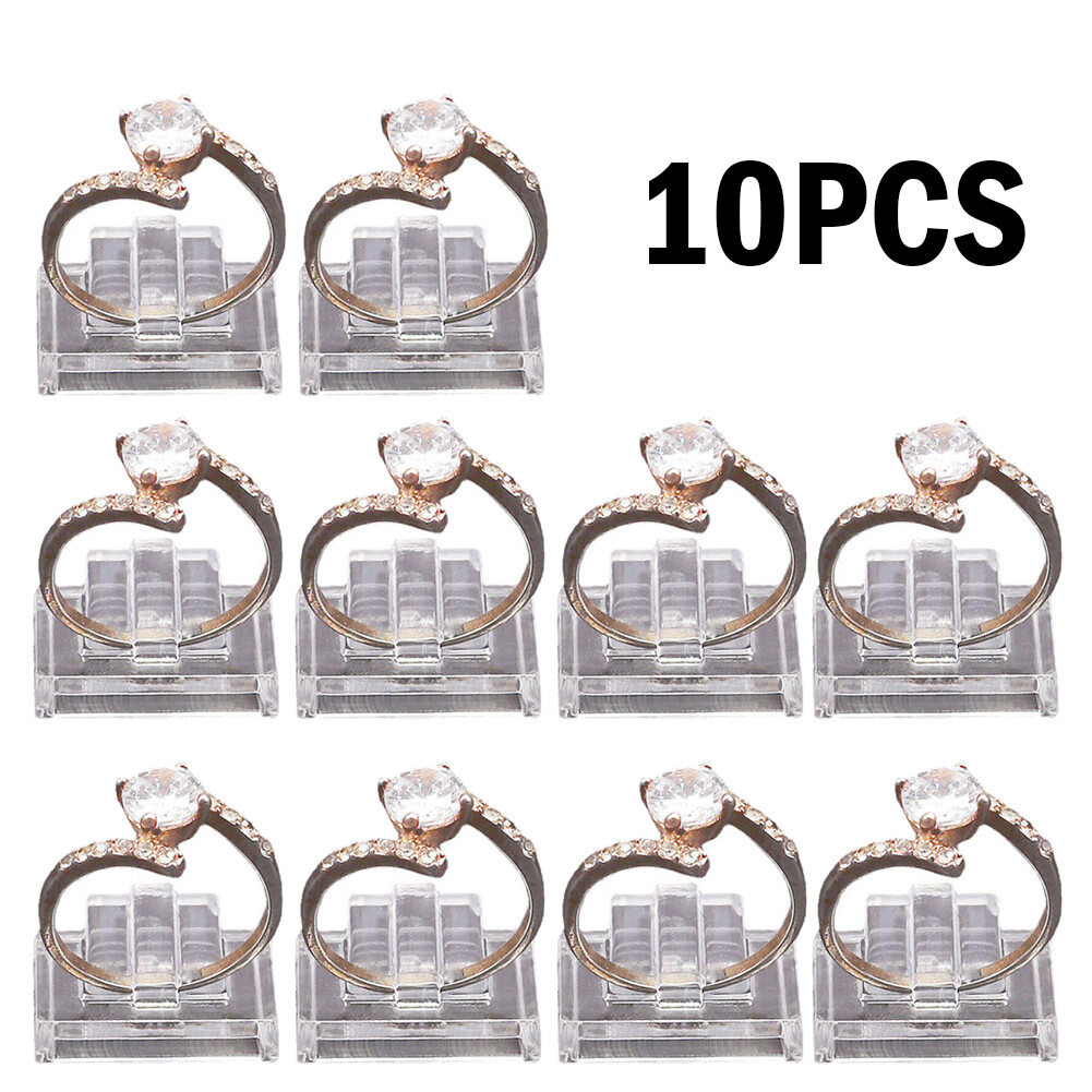 Walnut Wood Ring Display Box Plastic clear Crystal Box Jewelry Gems Storage Box