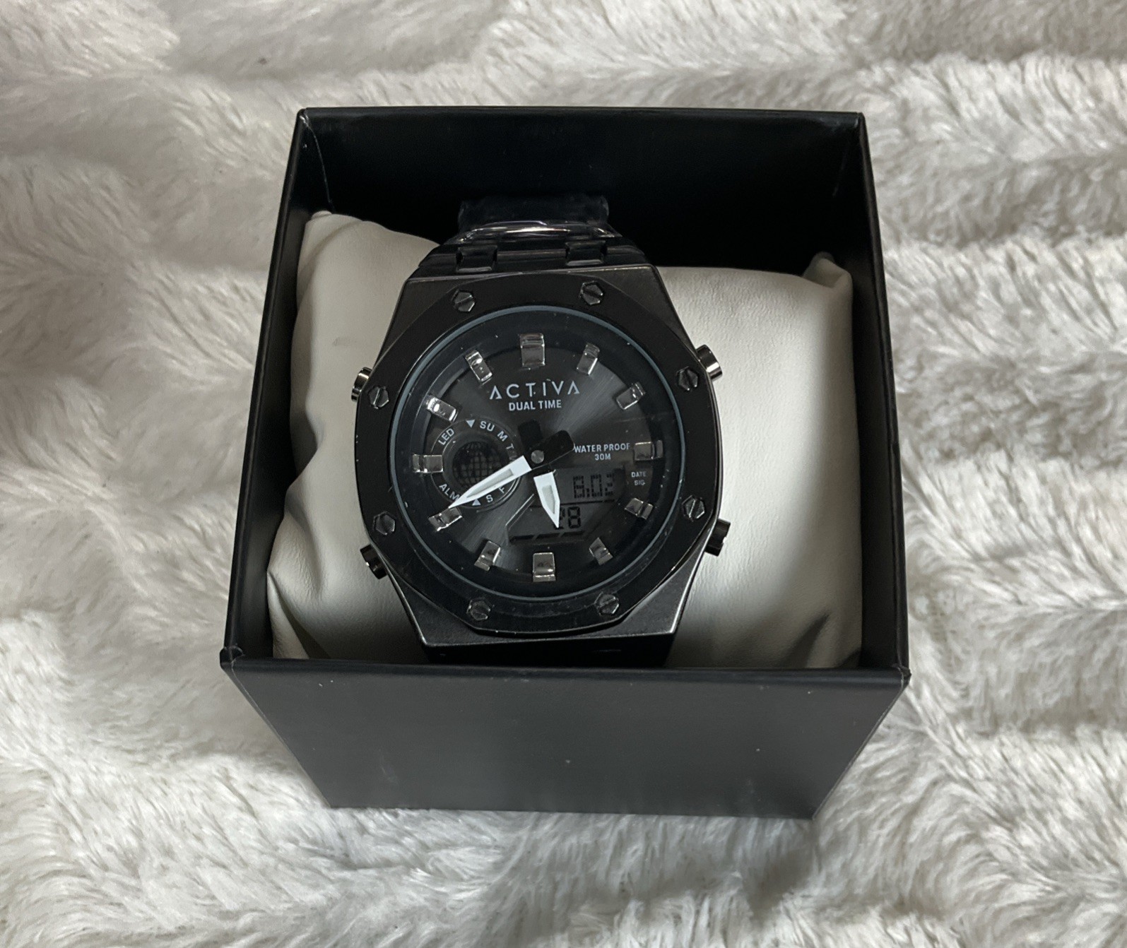 Activa Signal X Invicta Black Mens 45.5 MM Digital Dress Watch ACWM 303-003 NIB