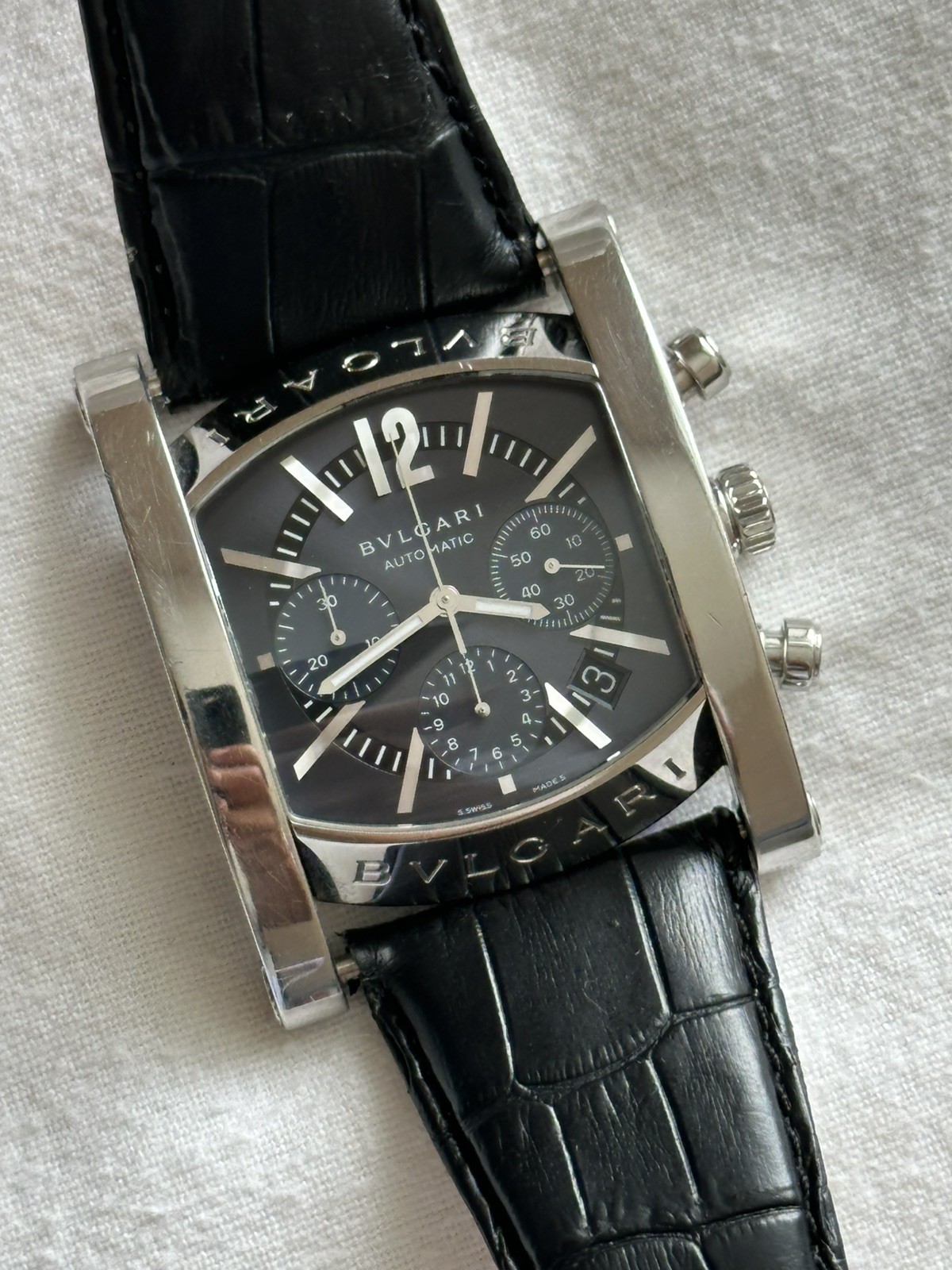 Gents Bvlgari Assioma Automatic Chronograph Black Dial