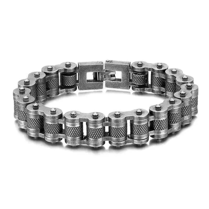 Gray Metal Bike/Motorcycle Chain Stainless Steel Bracelet Biker Link