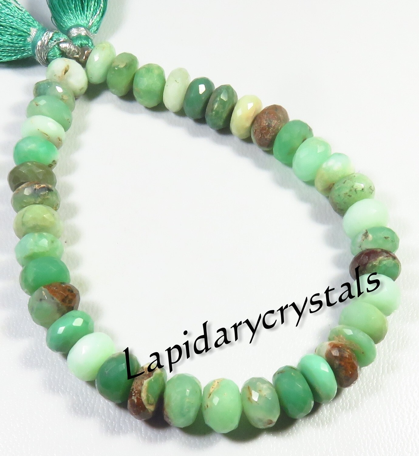 Natural Green Opal Rondelle Faceted Gems Beads 8-8.5 mm 8″Strand DIY Use LC-816