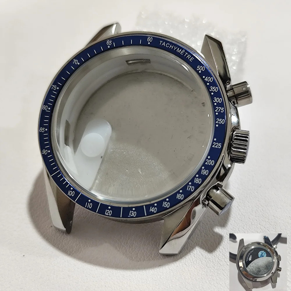 For VK63 Moon Watch 39.7MM Case Moon Pattern Back Chronograph Stainless Steel