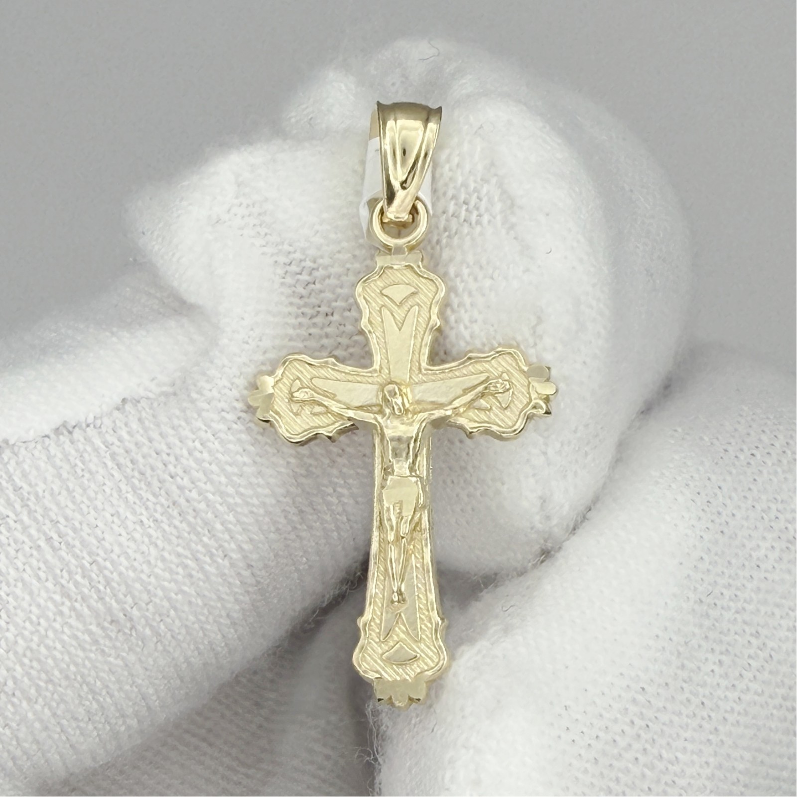 10k Yellow Gold Crucifix Cross Religious Charm Pendant Jewelry Gift For Her