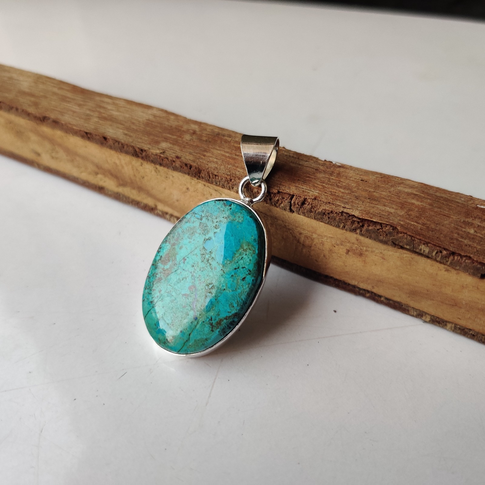Nice Blue Turquoise Gemstone Pendant 925 Sterling Silver Handmade Pendant BT821